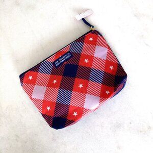 3/$20 - New! Red & blue plaid cosmetic skincare / makeup bag pouch, Estee Lauder